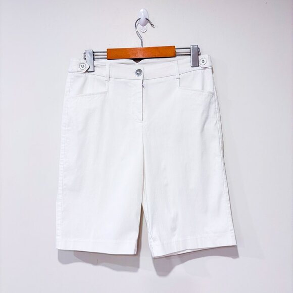 GRENIER White Stretch Bermuda Shorts Mid-Rise Summer Casual | Size 7 * - Picture 1 of 7